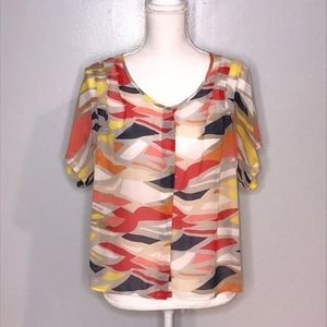 Anthropologie MAEVE Silk Tropical Print Blouse